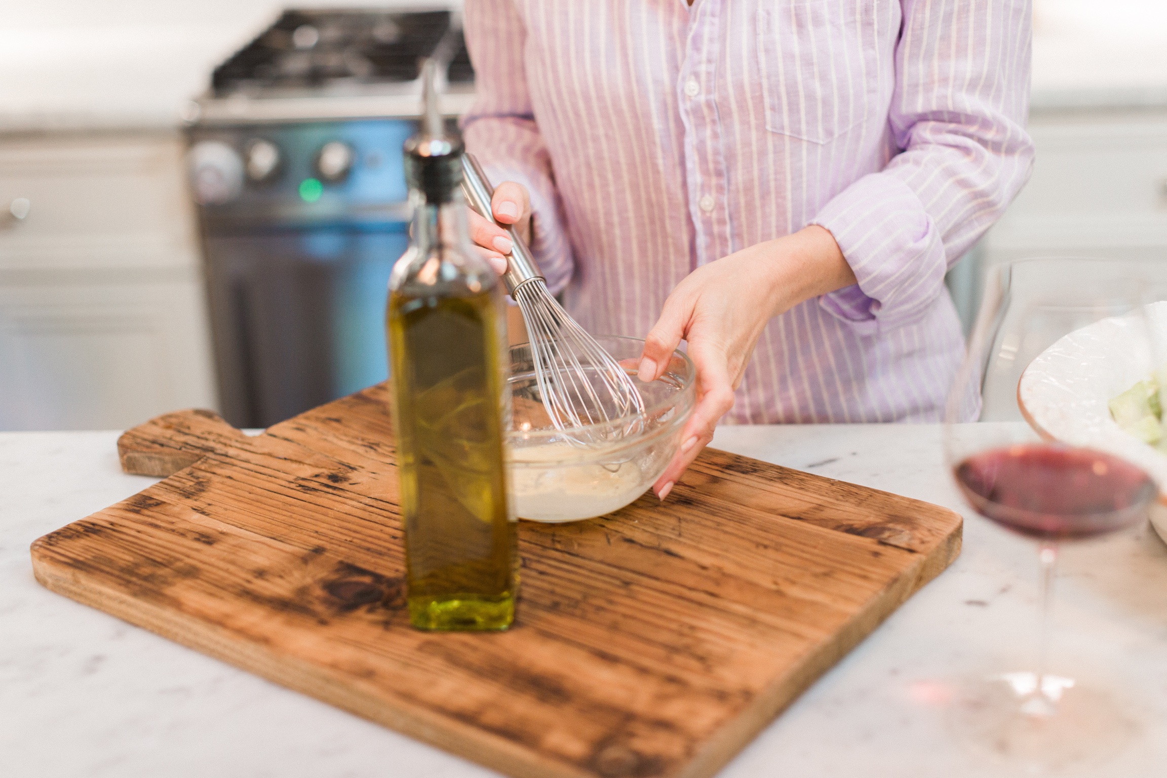 Preparing dressing for dinner party