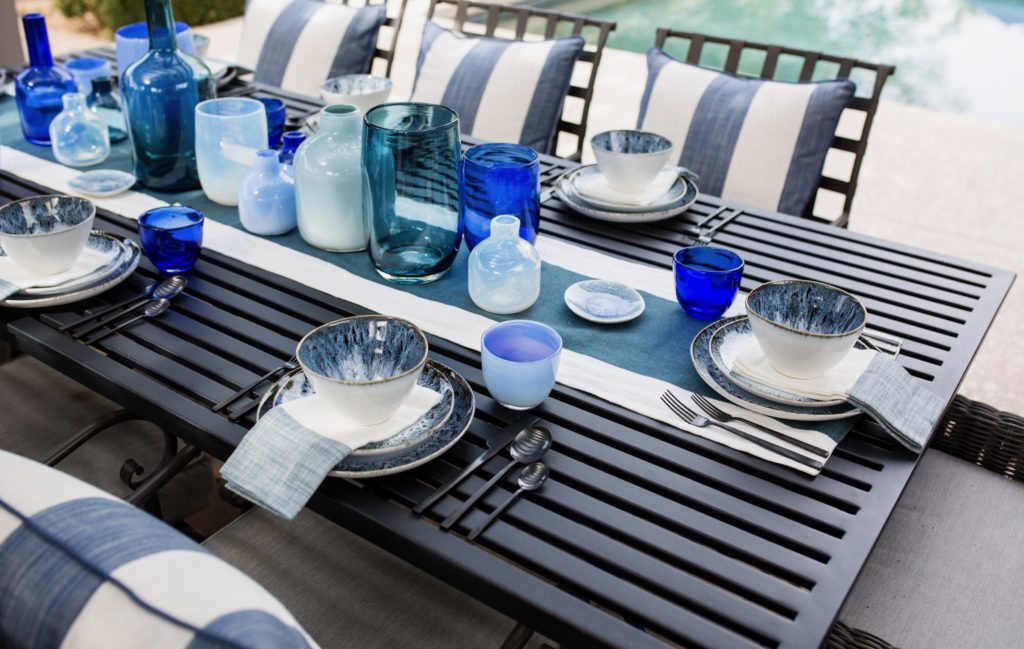 blue table setting