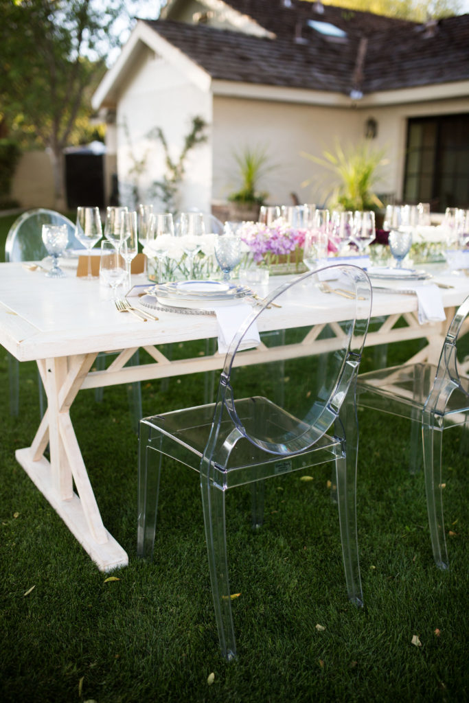Table setting for outdoor wine pairing dinner