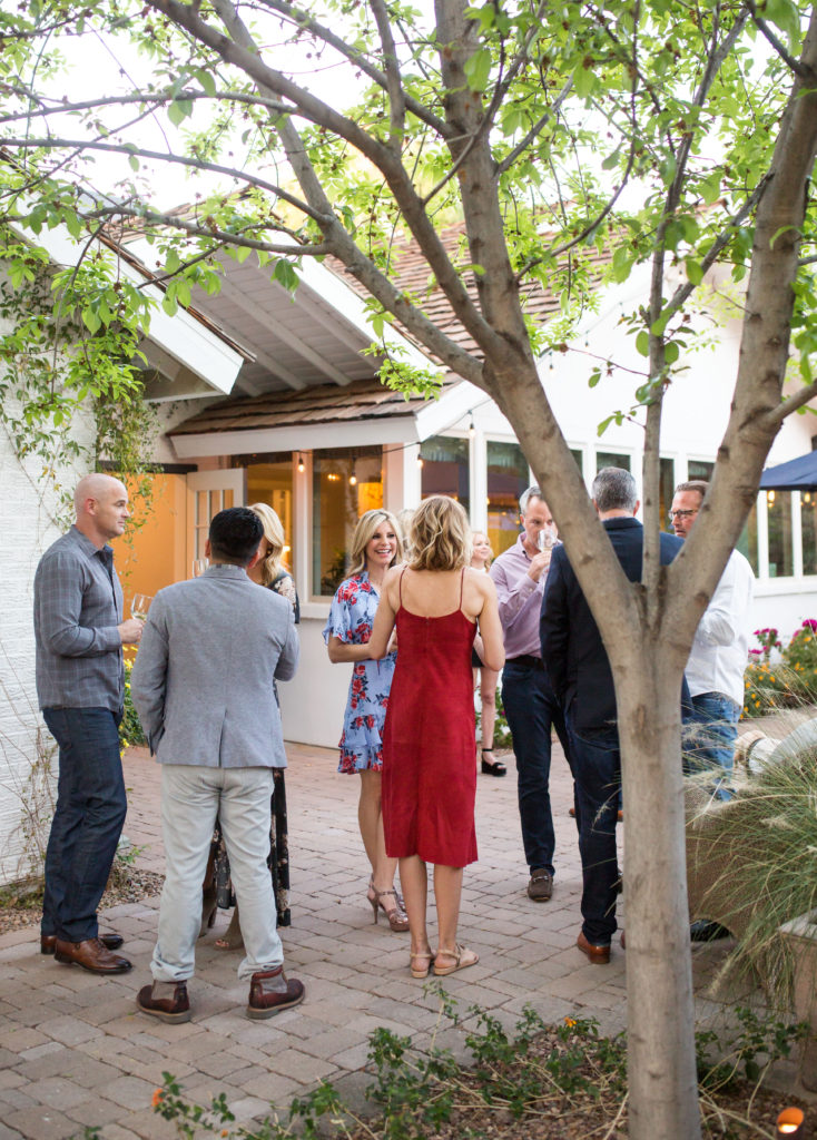 guests at backyard party