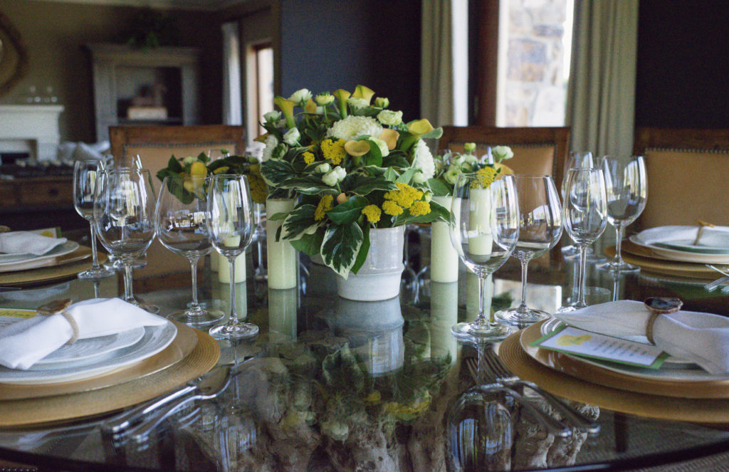 tablescape for wine country chef's dinner