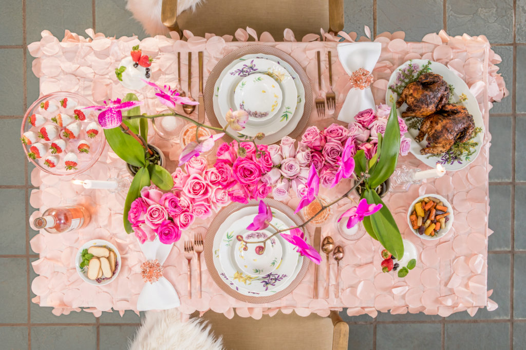 Blush Pink Valentines Day Table Decorations - Setting For Four