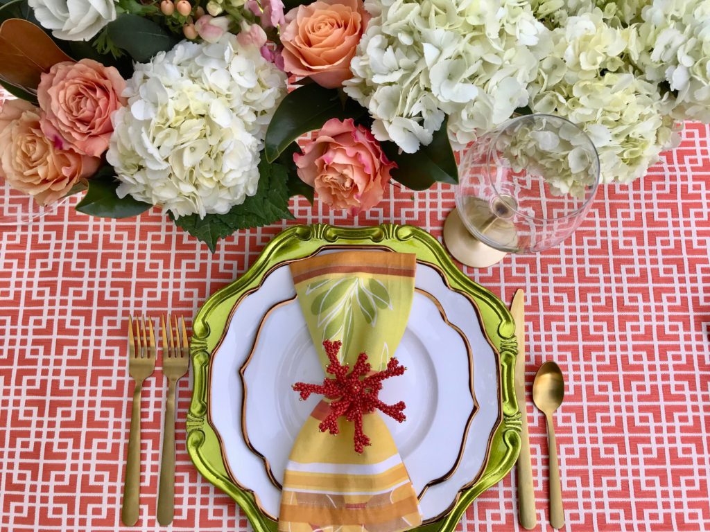 coral lawn party table