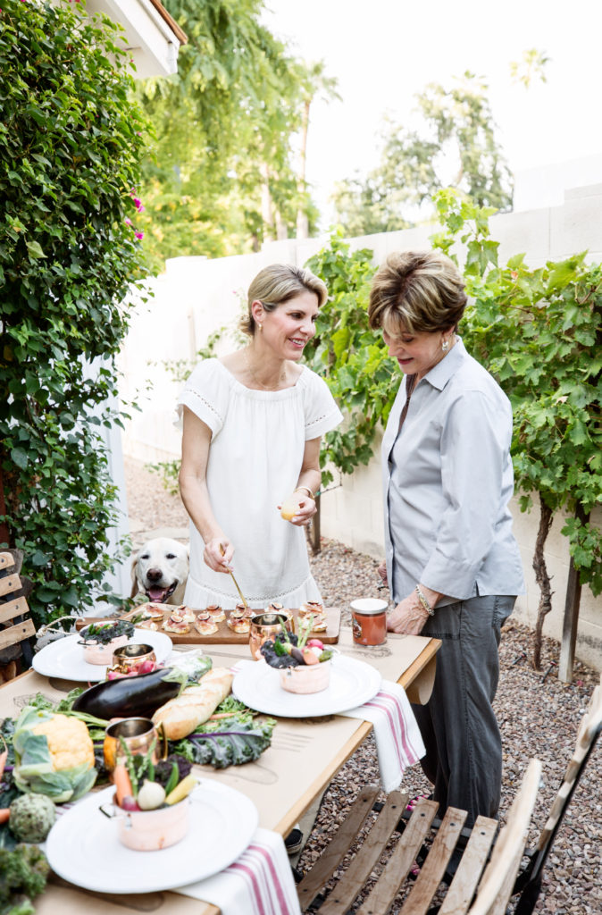 farmer's market dinner party with family and friends