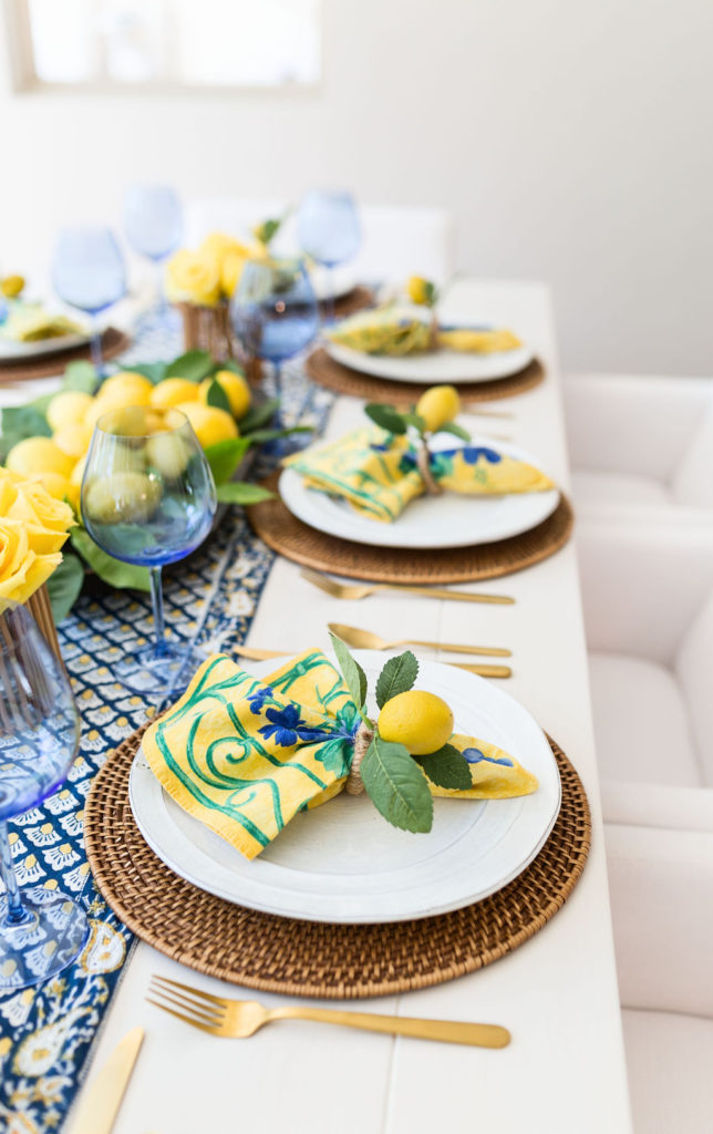 yellow and blue table