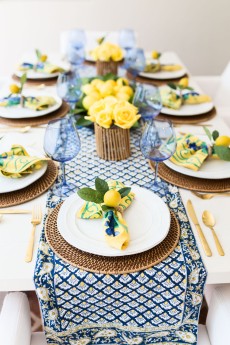 French Country Decor: Yellow & Blue Summer Table