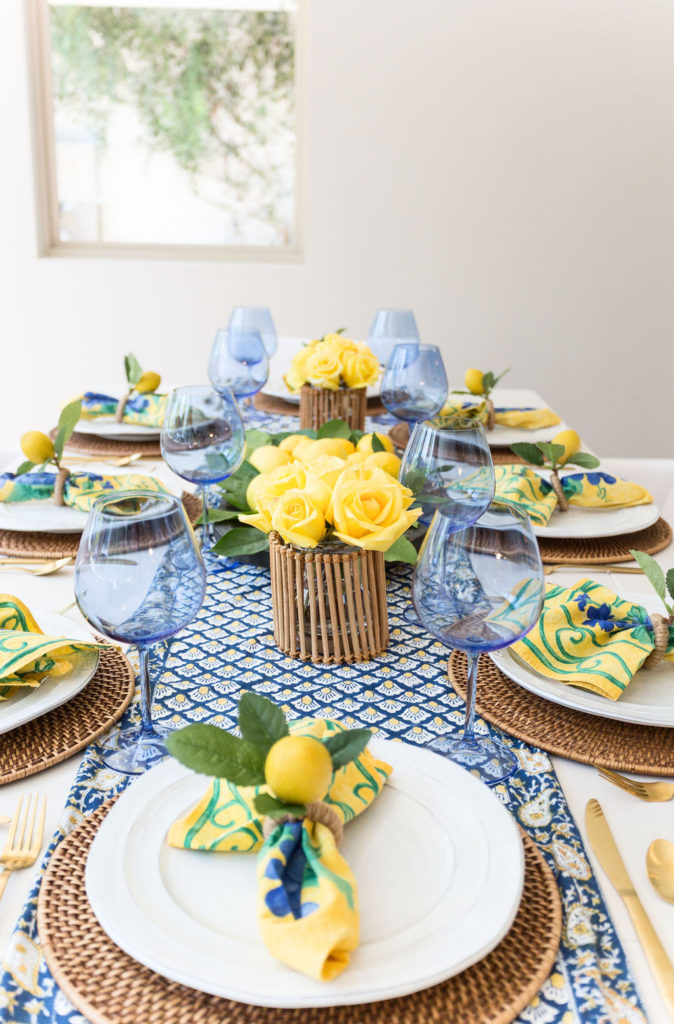 yellow and blue table