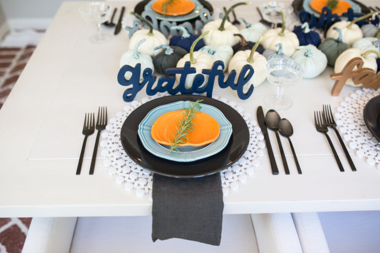 Blue Pumpkin Table Unique Fall Decor to have + to host