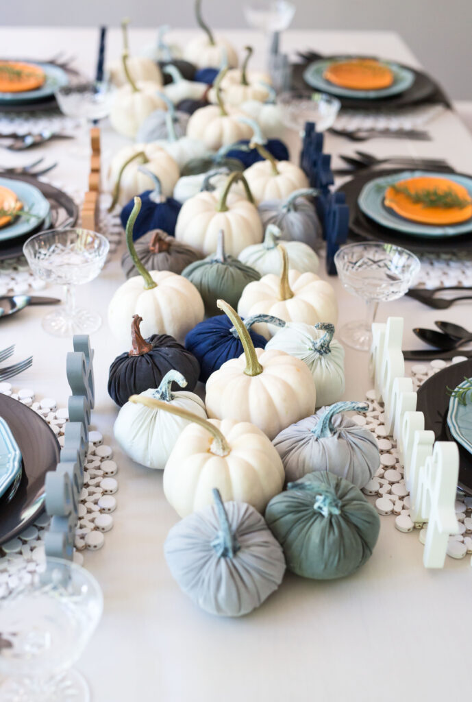 blue pumpkin decor