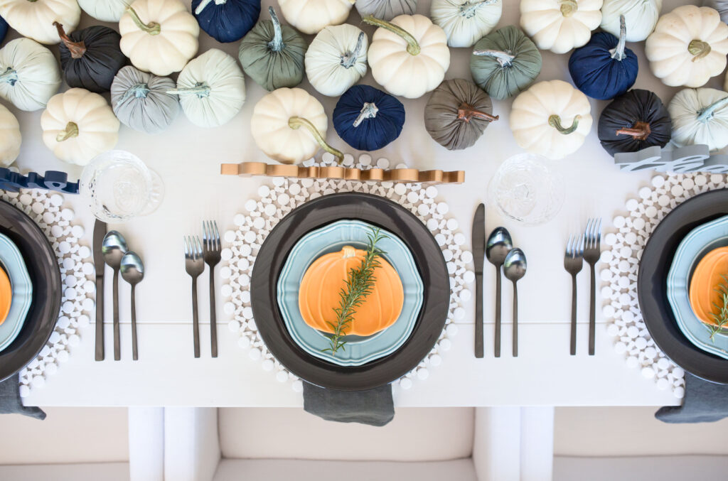 blue pumpkin decor