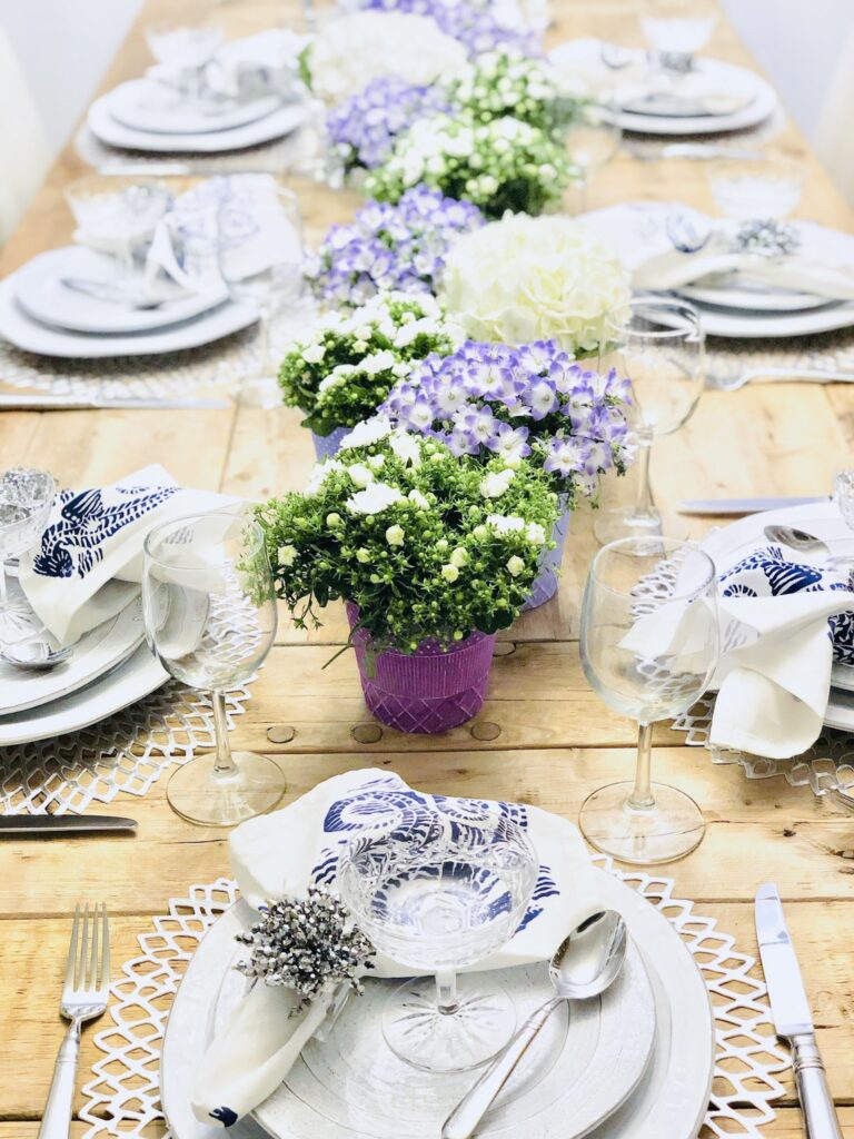 purple and white decor