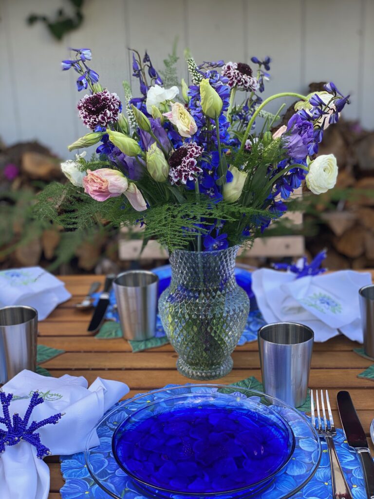 purple and blue table