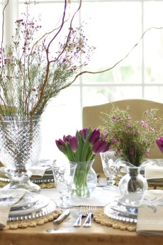Purple Country Table: How to Use Wood Branches