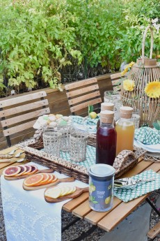 garden tea party with iced tea bar