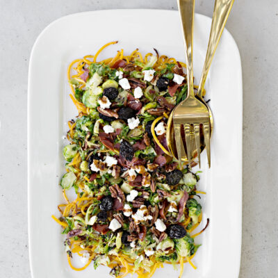 Roasted Brussel Sprout Salad with Maple Balsamic Glaze