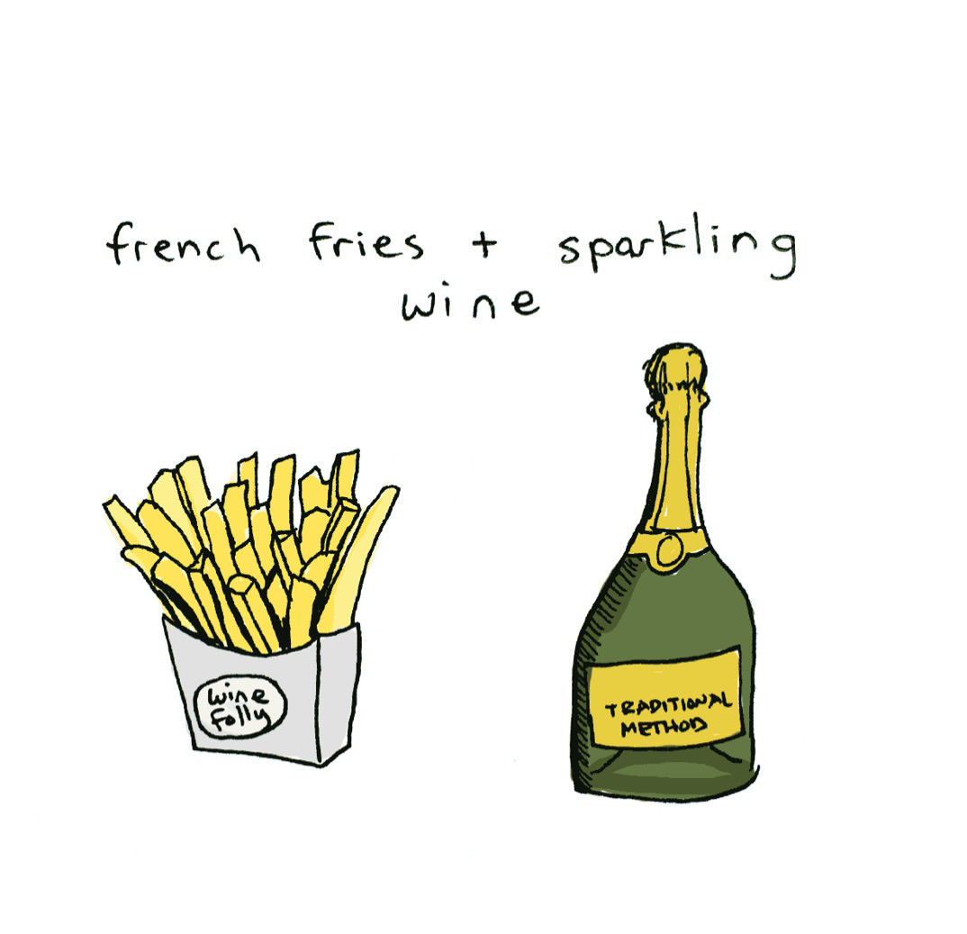 French fries with sparkling wine was definitely a hit at the junk food dinner party