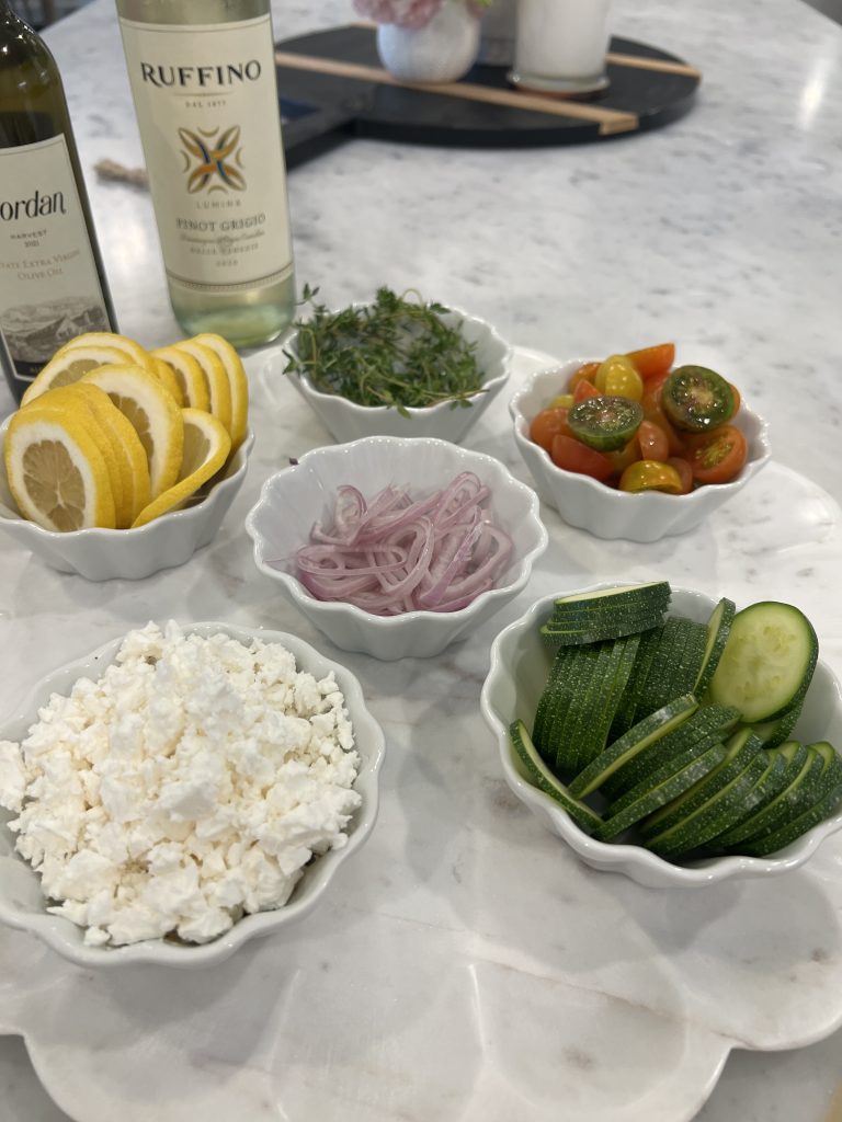 DIY prep station for Halibut en Papillote